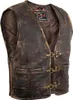 Vintage Lederweste Biker kutte Messing Schnalle Seitlich Produktbild-Vorschau 1