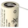 A close-up of a Sanyo Lithium battery with a metal tab attached to the positive terminal. Podgląd zdjęcia produktu