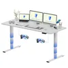 A white standing desk with multiple monitors, a laptop, and accessories. Náhled obrázku produktu