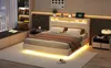 A modern bedroom with a bed, nightstands, and a window seat. Anteprima dell’immagine prodotto