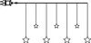 A line drawing of a string of star-shaped lights connected to a plug. Produktbild-Vorschau