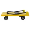 A yellow platform trolley with a black handle and gray wheels is shown from the side against a white background. Náhled obrázku produktu