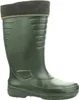 A single green rubber boot with a brown knitted cuff is shown against a white background. Produktbild-Vorschau