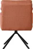 A close-up, back view of an orange swivel chair with black metal legs. Produktbild-Vorschau