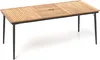 A rectangular wooden table with black metal legs, shown from a slightly elevated angle against a white background. Náhled obrázku produktu