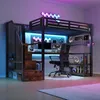 Łóżko piętrowe z biurkiem i schowkiem, oświetleniem LED, Podgląd zdjęcia produktu 1