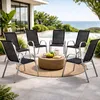 4x Gartenstuhl Outdoorstuhl Stapelstuhl stapelbar Metall Silber Textilen Schwarz Produktbild-Vorschau