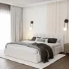 A bedroom scene with a bed, curtains, and wall decor. Produktbild-Vorschau