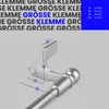 A close-up view of a metal clamp with measurement indicators and text overlays. Anteprima dell’immagine prodotto