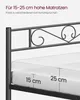 VASAGLE Bettgestell Metall 90x200 cm, robustes Kopfteil, Produktbild-Vorschau 3