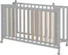 A gray wooden crib with beige slats is shown against a white background. Produktbild-Vorschau