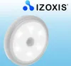 A white LED night light with a motion sensor is shown against a light blue background. The brand logo 'IZOXIS' is visible in the top right corner. Voir les images du produit