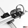 Close-up of a bicycle rack component mounted on a silver roof rack rail. Náhľad obrázku produktu