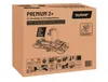The image shows the cardboard packaging of a EUFAB PREMIUM 2+ bicycle carrier. Produktbild-Vorschau