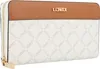 A white and brown L.CREDI wallet with a repeating logo pattern. Anteprima dell’immagine prodotto