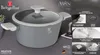A gray Berlinger Haus casserole with a glass lid is displayed on a gray surface, with various marketing callouts and product feature close-ups on the right side. Anteprima dell’immagine prodotto