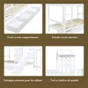 A collage of four images showcasing different features of a white bunk bed with a slide and storage. Podgląd zdjęcia produktu