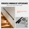 A handrail installed on a staircase and a separate image showing the components of the handrail. Náhľad obrázku produktu