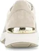 The back view of a beige sneaker with a gold accent. Anteprima dell’immagine prodotto
