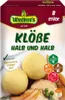 A product package for Werner's Klöße halb & halb, showing the product and its features. Produktbild-Vorschau