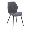 A single dark gray upholstered dining chair with a diamond-stitched pattern on the back and seat, supported by four black metal legs, is shown against a white background. Voir les images du produit