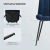 A diagram highlighting the stability features of a blue velvet chair. Produktbild-Vorschau