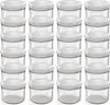 A grid of clear glass jars with white lids. Voir les images du produit