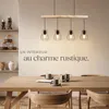 Lampes suspendues WOODY poutre en bois et 4 ampoules 40 W - Voir les images du produit 3