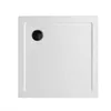 A top-down view of a square shower tray with a drain. Produktbild-Vorschau