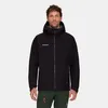 Schwarze Hardshelljacke "Crater IV HS Hooded Jacket" von Mammut; getragen von einem Mann mit kurzem Haar. Produktbild-Vorschau