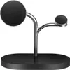 A black and silver 3-in-1 wireless charging stand for electronic devices. Podgląd zdjęcia produktu