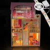 Drewniany domek dla lalek led XXXL 60x33x90cm + 3 lalki + 2 Podgląd zdjęcia produktu 9
