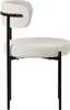 A side view of a single white upholstered chair with black metal legs. Produktbild-Vorschau