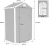 A diagram of a garden shed with dimensions indicated by arrows and text. Produktbild-Vorschau