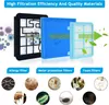 Collage of vacuum cleaner filters and microscopic images of allergens and dirt. Produktbild-Vorschau