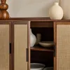 3-türiges Sideboard in Nussbaumoptik mit Stofffronten  B Produktbild-Vorschau 3