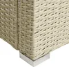 Close-up of the corner of a beige polyrattan lounge chair, showing the woven texture and a silver metal foot. Produktbild-Vorschau