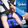 A child is shown secured in a car seat with a 5-point harness system, with marketing text highlighting its safety and comfort features. Náhľad obrázku produktu