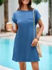 Sommerkleid für Damen, lässiger Stil, Rundhalsausschnitt, Produktbild-Vorschau 2