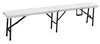 A white folding bench with black metal legs against a white background. Náhľad obrázku produktu