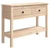 A light-colored wooden console table with two drawers and a lower shelf, presented against a white background. Náhľad obrázku produktu