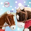 Two plush toy horses of different sizes are shown, with size indicators. Podgląd zdjęcia produktu