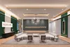 A modern living room or lounge area with sleek furniture and decorative wall panels. Produktbild-Vorschau