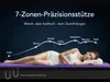A woman sleeping on a mattress with a diagram illustrating the 7 zones of support. Náhľad obrázku produktu