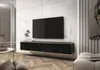 A modern living room with a wall-mounted TV and a black marble TV cabinet. Produktbild-Vorschau