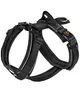 A black dog harness is shown against a white background. Produktbild-Vorschau