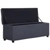 A dark gray storage ottoman with its lid open, showing the interior. The ottoman is on a white background. Produktbild-Vorschau