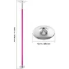 A pink and silver dance pole with dimensions shown, and a separate image of the base. Náhled obrázku produktu