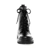 A black lace-up boot is shown from the front against a white background. Produktbild-Vorschau