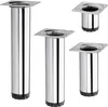 Four chrome-plated furniture legs of different heights are displayed against a white background. Produktbild-Vorschau
